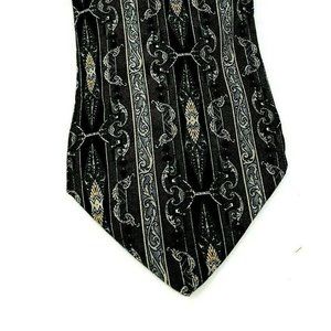 Barrington Mens Necktie TIE Grey Black Gold Swirl